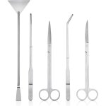 5 piece stainless steel aquarium tool kits for beginner aquarium maintenance with plant (2 scissors, ...