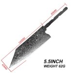 5. 5 pouces kiritsuke - grandsharp couteaux de chef japonais, bricolage lame vierge en acier damas vg10 ...