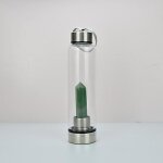 500ml - vert - bouteille d'eau en pierre de cristal naturel de 500ml, point de diamant, baguette de gurison, ...
