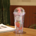 500ml - violet transparent - bouteille d'eau mignonne kawaii pour enfants, tasse a eau de dessin anim� ...