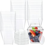 50pcs 5 oz150ml mini tasses a dessert verrines gobelets a dessert r�utilisables avec couvercles & cuill�res ...