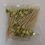 50pcs pics a cocktail tete de mort cueillir des fruits fourchette a fruits, jaune