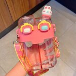 530ml - rose - bouteille d'eau de grande capacité pour enfants, double poubelle, paille en plastique, ... 530ml - rose - bouteille d'eau de grande capacité pour enfants, double poubelle, paille en plastique, ...