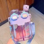 530ml - violet - bouteille d'eau de grande capacité pour enfants, double poubelle, paille en plastique, ... 530ml - violet - bouteille d'eau de grande capacité pour enfants, double poubelle, paille en plastique, ...