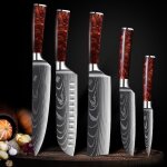 5pcs - ensemble de couteaux de cuisine professionnels, couteau de boucher a dsosser couteau de boucher ...