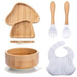 5pcs marbre des champignons - ensemble de vaisselle en bois pour enfants, fournitures'alimentation, plats ...