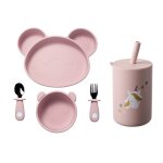 5pcs rose clair - assiettes et cuillères en silicone pour bébé, bols, assiettes, alimentation par aspiration, ... 5pcs rose clair - assiettes et cuillères en silicone pour bébé, bols, assiettes, alimentation par aspiration, ...