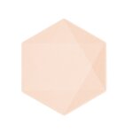 6 assiettes bio hexagonal 20. 8cm abricot pastel