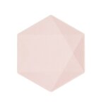 6 assiettes bio hexagonal 20. 8cm rose pastel