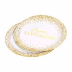 Lot de 6 assiettes en carton  anniversaire gold ii  23cm blanc
