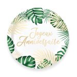 6 assiettes carton anniversaire tropical party 23cm