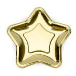 6 assiettes carton etoile 23cm or brillant
