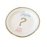 6 assiettes carton gender reveal 18cm blanc