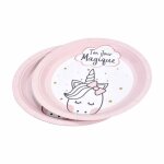 Lot de 6 assiettes en carton licorne ii 23cm rose Lot de 6 assiettes en carton licorne ii 23cm rose