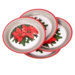 Paris prix - lot de 6 assiettes en carton poinsettia 18cm rouge Paris prix - lot de 6 assiettes en carton poinsettia 18cm rouge