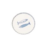 6 assiettes carton sardines mer 18cm bleu
