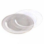 Lot de 6 assiettes en plastique r�utilisable  paillettes  18cm or