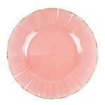 6 assiettes r�utilisables bord or 19cm rose