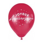 6 ballons latex anniversaire 30cm rouge