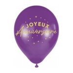 6 ballons latex anniversaire 30cm violet