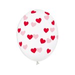 6 ballons latex c�ur rouge 30cm transparent