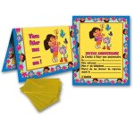6 cartes d'invitation + 6 enveloppes dora l'exploratrice