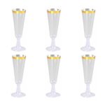 Paris prix - lot de 6 fltes a champagne rutilisable  liser  15cl or