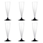 Paris prix - lot de 6 fltes a champagne rutilisable  plastique  14cl noir