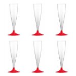 Paris prix - lot de 6 fltes a champagne rutilisable  plastique  14cl rouge