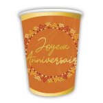 6 gobelets carton anniversaire inca 25cl orange