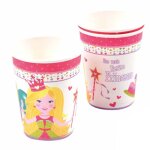 Paris prix - lot de 6 gobelets jetables  princesse et grenouille  25cl rose