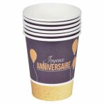 Paris prix - lot de 6 gobelets en papier  ballon or  25cl bleu