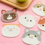 6 mignon chat tasse sous - verres tapis visages en caoutchouc de silicone isolés flexibles durables anti ... 6 mignon chat tasse sous - verres tapis visages en caoutchouc de silicone isolés flexibles durables anti ...