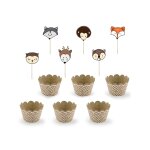 6 moules a cupcake et pics en bois animaux fort 5 x 7, 5 x 5 cm