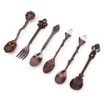 6 pcs set innovant vintage r�tro alliage de zinc cuill�res fourchette ensemble couverts accessoire de ...