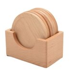 6 pices sous - verres en bois de htre napperons dcor rond rsistant a la chaleur tapis de boisson ...