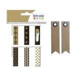 6 pinces � linge epoxy dor� - noir - blanc + 20 �tiquettes kraft fanion