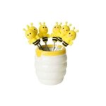 6 piques ap�ritif ap�ro abeille avec pot de miel cure - dent pics ap�