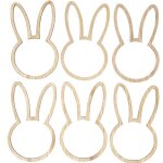 6 ronds serviette lapin bois 6x10cm