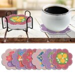 6 sous - verres en diamant pour bricolage, sous - verre en acrylique, tampons isol�s, bouquets de fleurs, ...