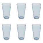 Lot de 6 verres a eau  martel�  34cl bleu fum�