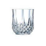 6 verres a eau vintage 32cl longchamp - cristal d'arques - verre ultra transparent au design vintage