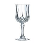 6 verres a pied 25cl longchamp - cristal d'arques - verre ultra transparent au design vintage