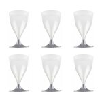 Lot de 6 verres a vin r�utilisable  plastique  18cl gris
