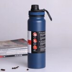 600ml custom name - bleu - bouteille de sport en acier inoxydable 1 litre, thermos a double couche d'isolation ...