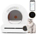 65l bac a litire auto - nettoyant adaptatif pour plusieurs chats, adapt a de nombreux types de litire, ...