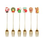6pcs / set cuill�res de no�l pour la vaisselle a la maison cuill�re a caf� cuill�res a caf� dessert