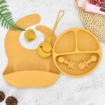 6pcs sourire jaune - ensemble d'assiettes a manger en silicone pour bébé, vaisselle de dessin animé, ... 6pcs sourire jaune - ensemble d'assiettes a manger en silicone pour bébé, vaisselle de dessin animé, ...