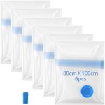 6x grand sac sous vide v�tement aspirateur, 100x80cm, herm�tique et - polyvalent pour les v�tements, ...