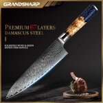 7. 5 pouce - couteau de chef japonais en acier damas, couteau de cuisine, trancheuse a viande, sashimi, ...